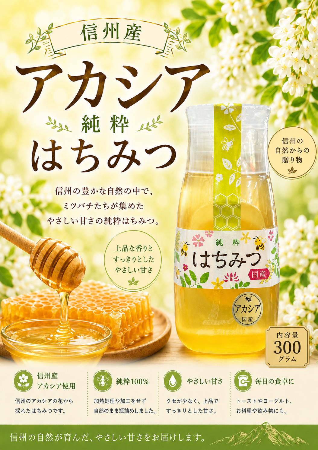 信州産アカシアはちみつ| 道の駅 信州新町 オンラインストア 信州産アカシアはちみつ| 道の駅 信州新町 オンラインストア